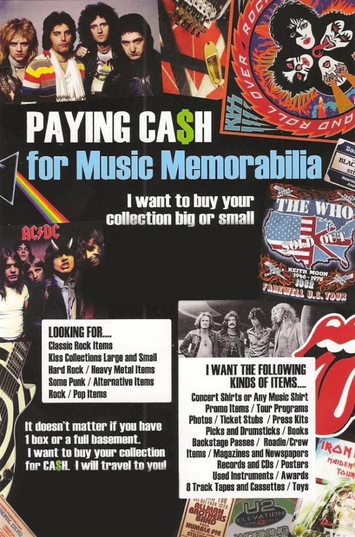Paying cash for music memorabilia