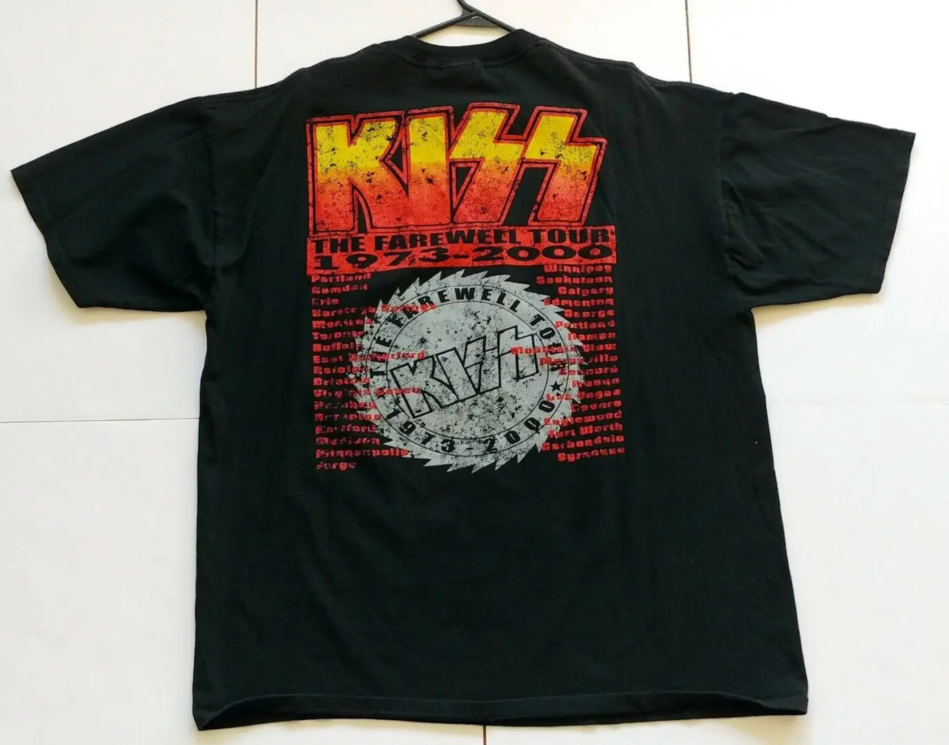 vintage KISS Band Concert Cities T-Shirt Farewell Tour 2000 Sawblade XL ...