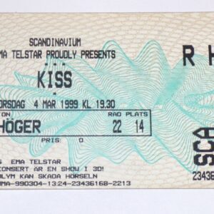 KISS Band Full Ticket Stub Mar 1999 Psycho Circus Concert Tour Gothenburg Sweden