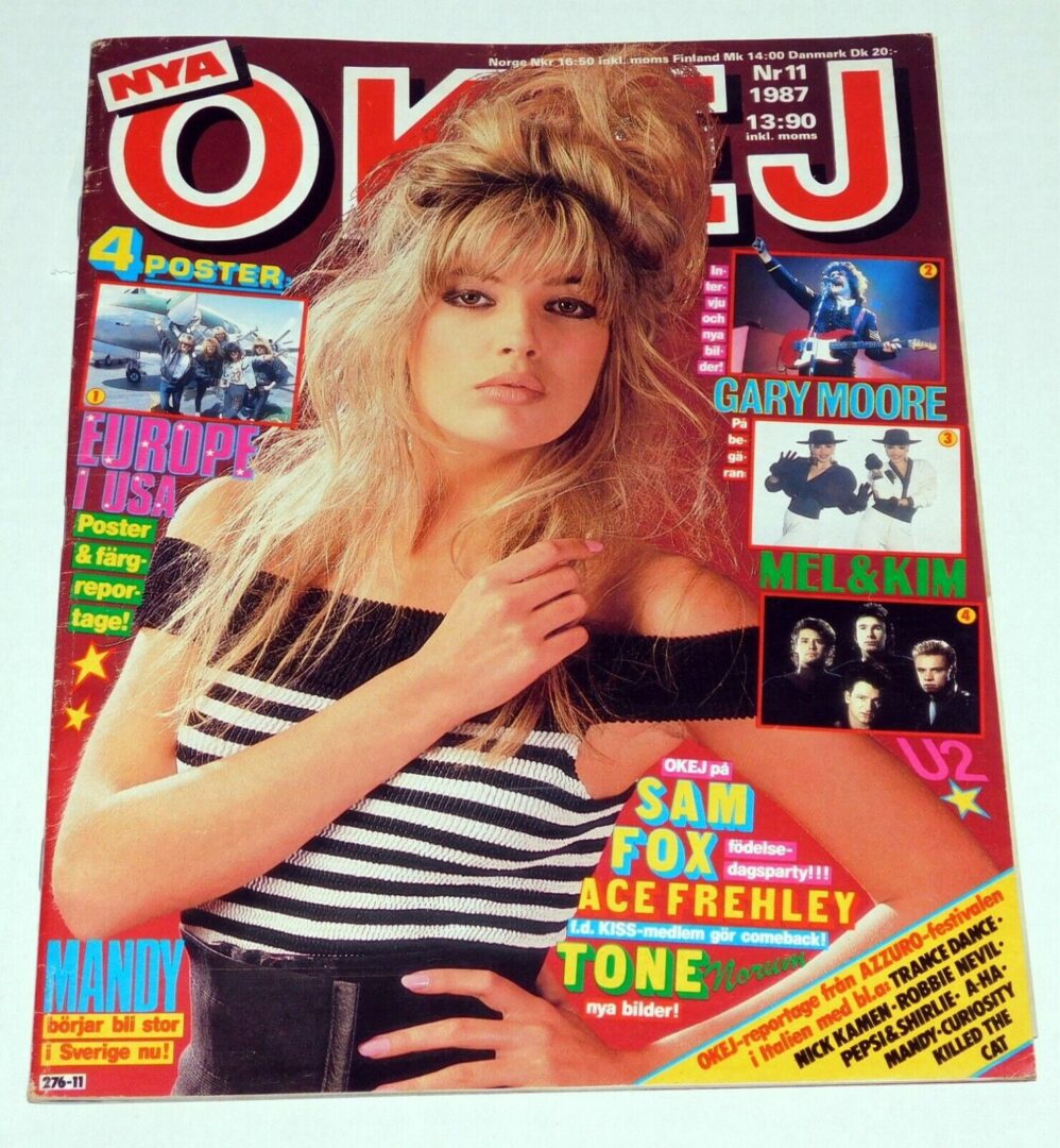 MANDY SMITH Okej Magazine 1987 Sweden Kiss Band Ace Frehley Madonna ...