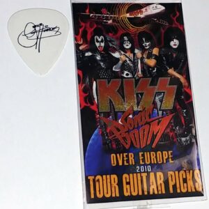 KISS Band GENE SIMMONS Sonic Boom Over Europe Black Signature White Guitar Pick
