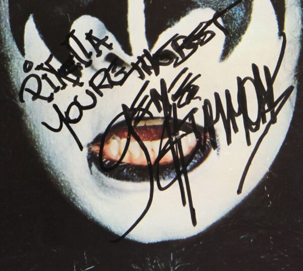 KISS Dynasty Cardboard Poster 1979 Signed Autograph Inscribed To Pixie Esmonde from Gene Simmons Ace Frehley Paul Stanley Peter Criss Bill Aucoin - Image 4