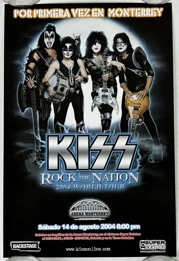 Kiss Concert Poster Rock The Nation Tour 2004 Monterrey Mexico Gene Simmons