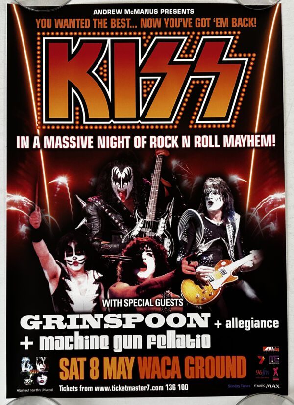 Kiss Concert Poster Rock The Nation Tour WACA Australia May 8 2004 Simmons