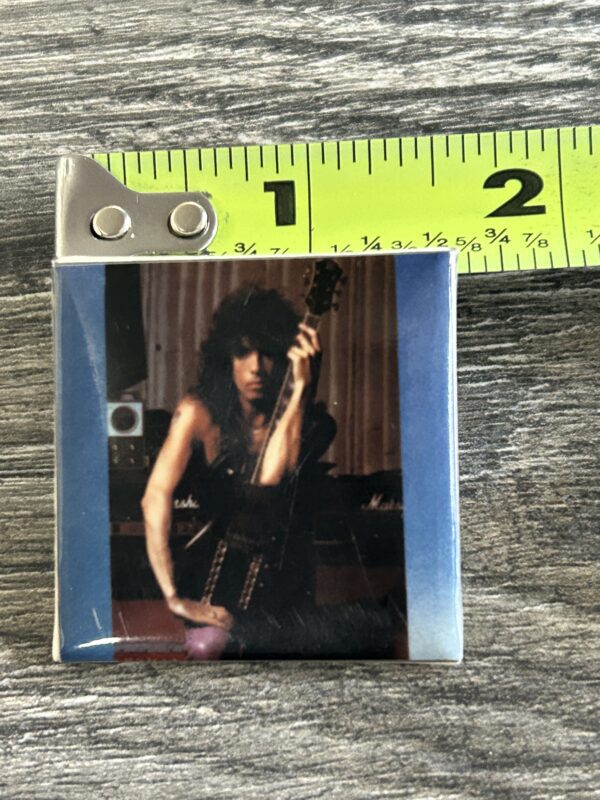 KISS BUTTON Pin Badge Lick It Up Paul Stanley Guitar Square 1 1/2" Vintage Kiss