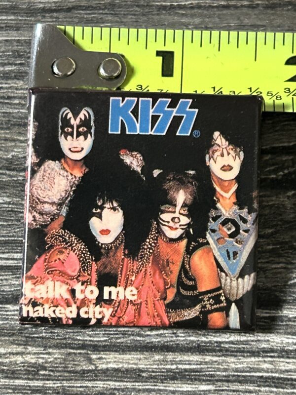 KISS BUTTON Pin Badge Unmasked Talk To Me Naked City 1.5" Vintage Kiss Aucoin A