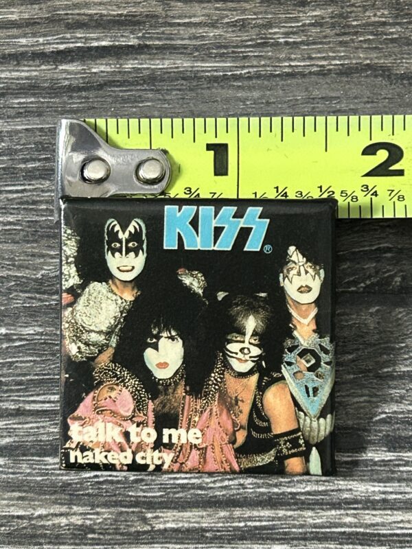 KISS BUTTON Pin Badge Unmasked Talk To Me Naked City 1.5" Vintage Kiss Aucoin B