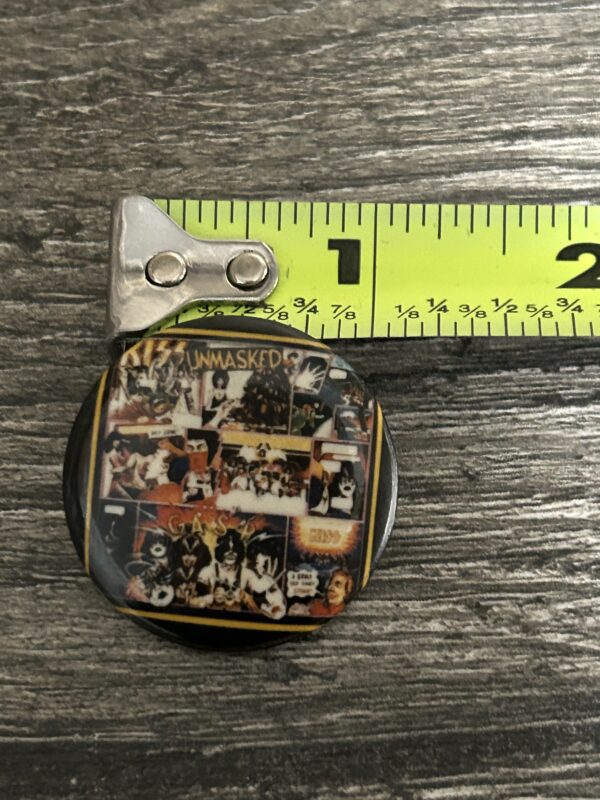 KISS BUTTON Pin Badge Unmasked Album Cover 1 1/4" Vintage Kiss Aucoin Era