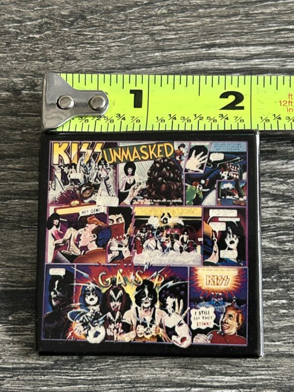 KISS BUTTON Pin Badge Unmasked Album Cover 2" Square Vintage Kiss UK Aucoin Era