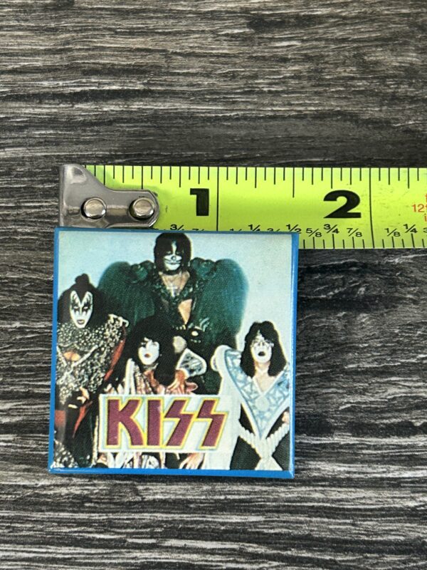 KISS BUTTON Pin Badge Dynasty Gene Paul Peter Ace Blue Back Square Aucoin Era