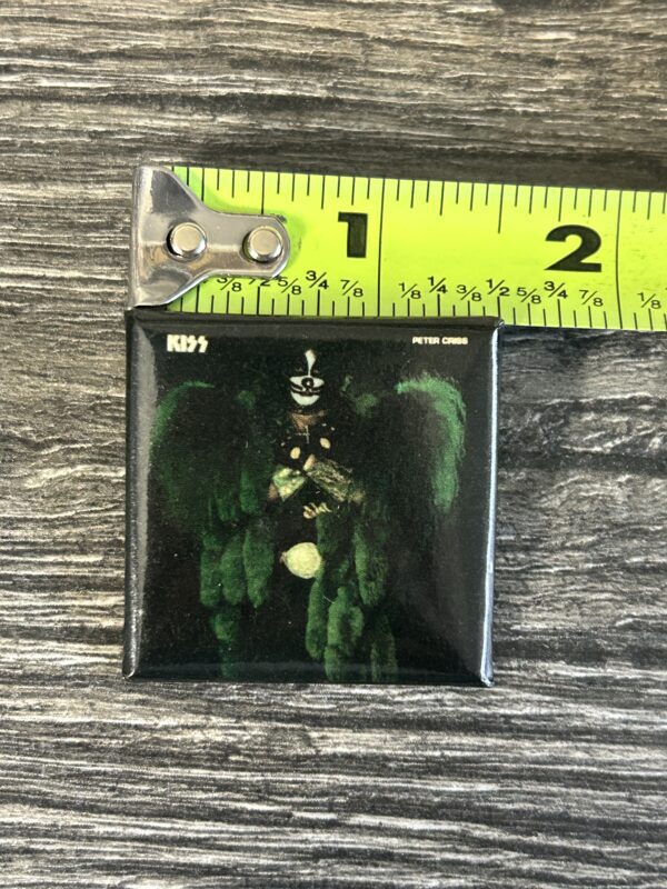 KISS BUTTON Pin Badge Dynasty Peter Criss Superhero Square Canada Aucoin Era