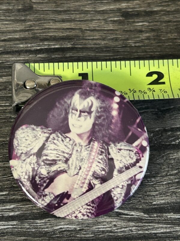 KISS BUTTON Pin Badge Dynasty Concert Tour Gene Simmons Bass 1 3/4" Aucoin Era