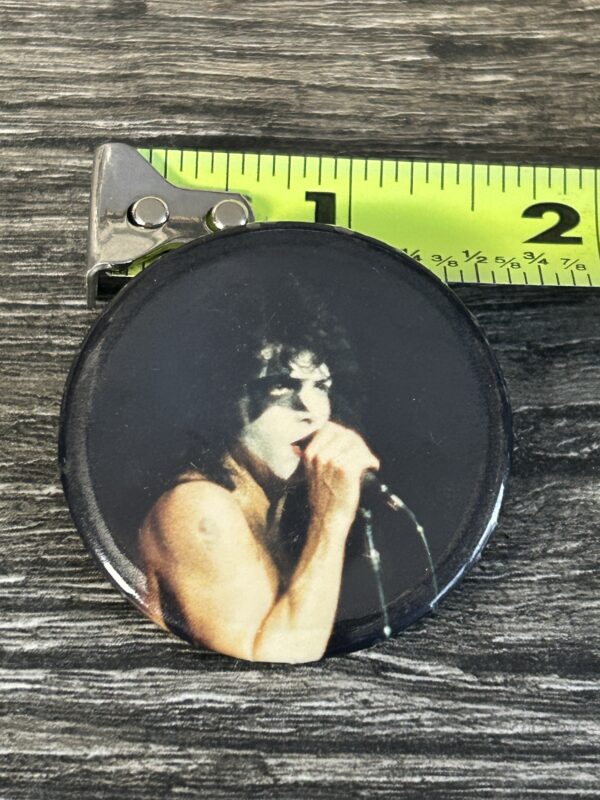 KISS BUTTON Pin Badge Dynasty Concert Tour Paul Stanley at Mic 1 3/4" Aucoin Era