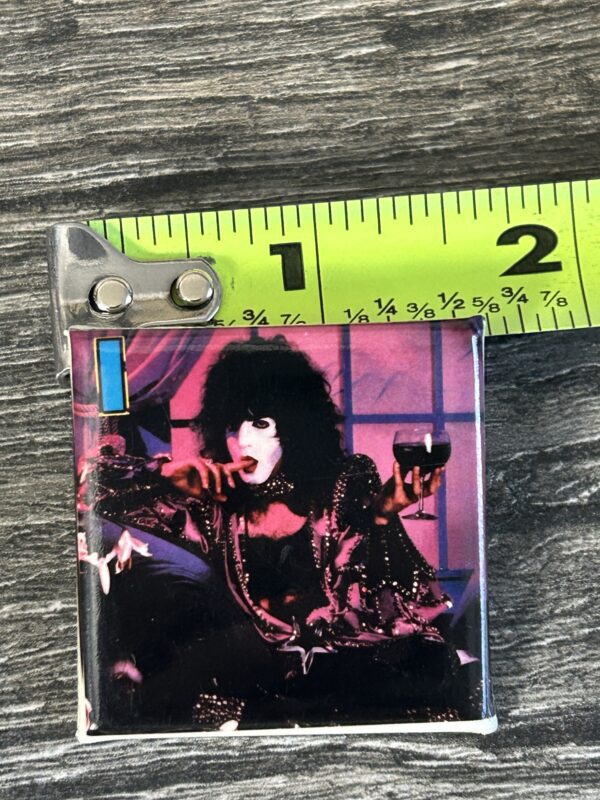 KISS BUTTON Pin Badge Dynasty Paul Stanley Bedroom Pose 1 1/2" Square Aucoin Era