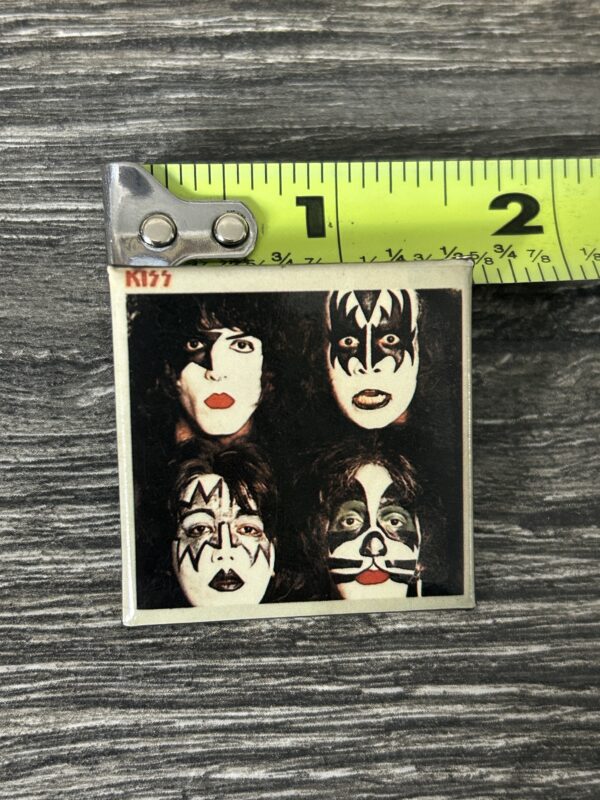 KISS BUTTON Pin Badge Dynasty Album Cover 1 1/2" Square Canada Aucoin Era A