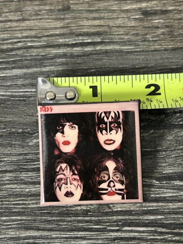 KISS BUTTON Pin Badge Dynasty Album Cover 1 1/2" Square Canada Aucoin Era B