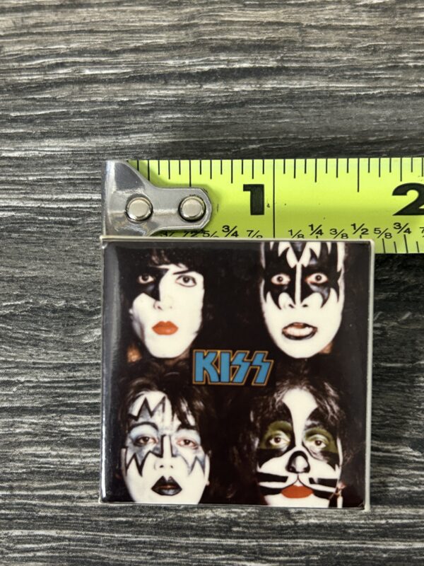 KISS BUTTON Pin Badge Dynasty Album Cover Blue Center Logo 1.5 Square Aucoin Era