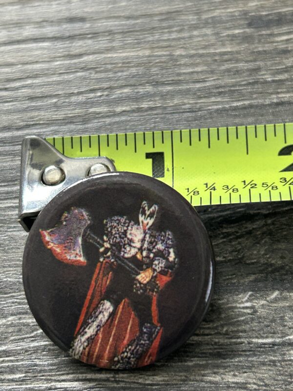 KISS BUTTON Pin Badge Dynasty Gene Simmons Axe Bass 1 1/4" Aucoin Era