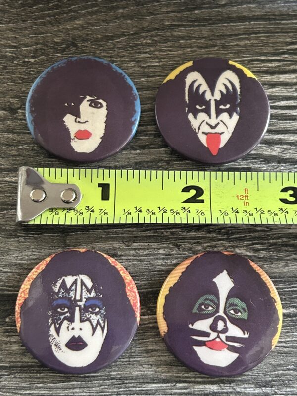 KISS BUTTON Pin Badge Dynasty Album Face Set 1.25 Aucoin Era Gene Ace Peter Paul