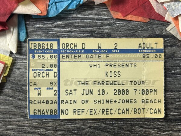 KISS TICKET STUB Farewell Tour Jones Beach NY Jun 10 2000 Confetti Vintage Kiss - Image 3