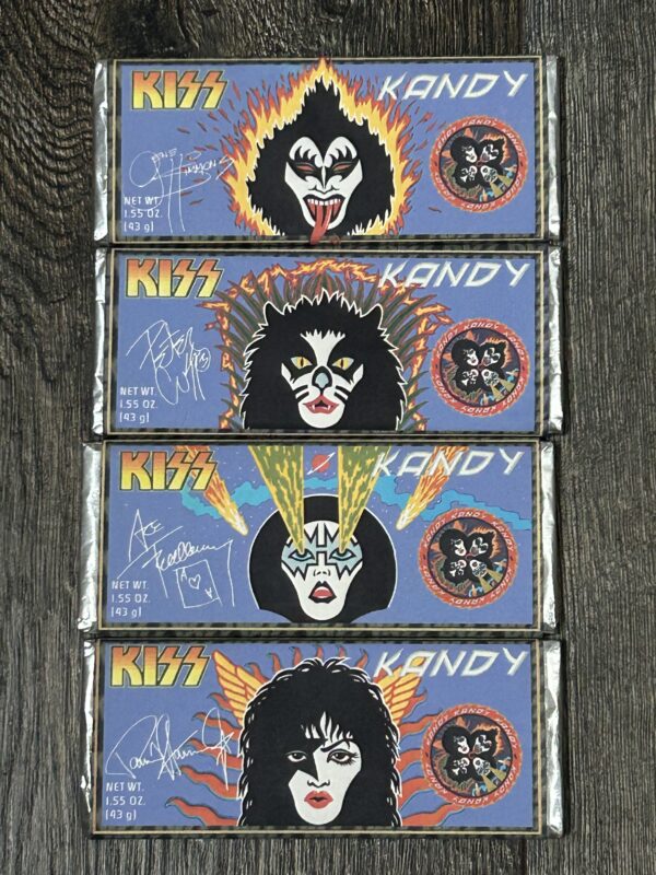 KISS Kandy Chocolate Bar Rock And Roll Over Custom Wrapper Set 2000 Vintage Kiss