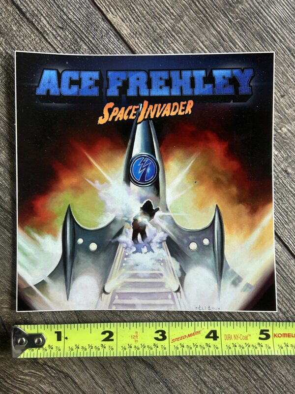 Kiss ACE FREHLEY STICKER Space Invader 5x5 UNUSED Ken Kelly Artwork 2014