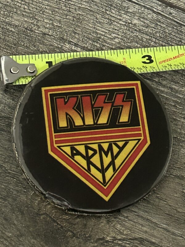 KISS BUTTON Pin Badge HOTLINE Kiss Army Shield 1977 Aucoin 3" Vintage Kiss D