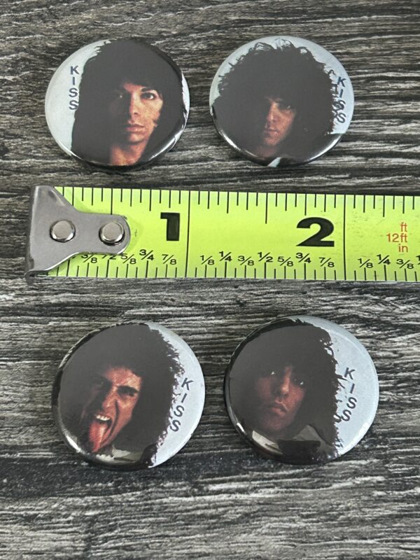 KISS BUTTON Pin Badge Lick It Up Album Cover Faces 4pc Set 1" Vintage Kiss - Image 2