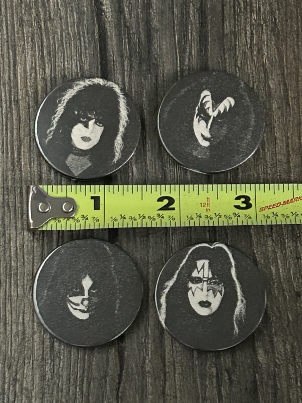 KISS BUTTON Pin Badge 1978 Solo Albums Set Black & White Aucoin Era Vintage Kiss