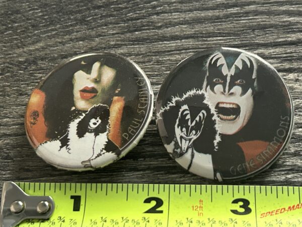 KISS BUTTON Pin Badge 1978 Solo Albums 4pc Set 1 3/4" Aucoin Era Vintage Kiss - Image 2