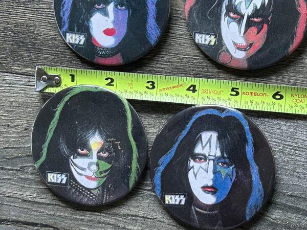 KISS BUTTON Pin Badge 1978 Solo Albums 4pc Set White Logo 3" Aucoin Vintage Kiss - Image 3