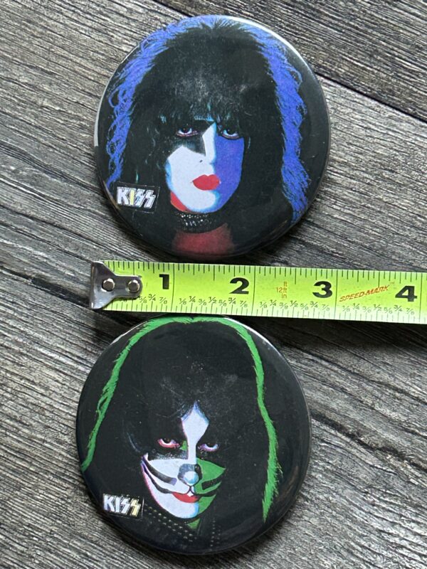 KISS BUTTON Pin Badge 1978 Solo Albums Paul Peter Logo 3" Aucoin Vintage Kiss