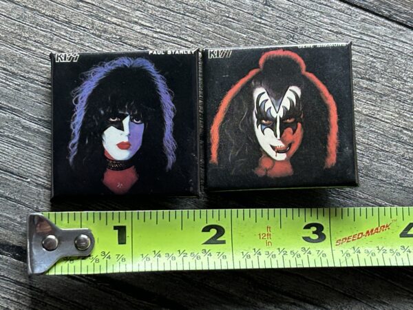 KISS BUTTON Pin Badge 1978 Solo Albums Paul Gene Square Aucoin Vintage Kiss A