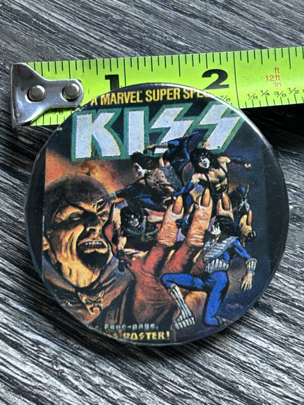 KISS BUTTON Pin Badge Kiss 2nd Marvel Comic Cover 2 1/4" Aucoin Vintage Kiss