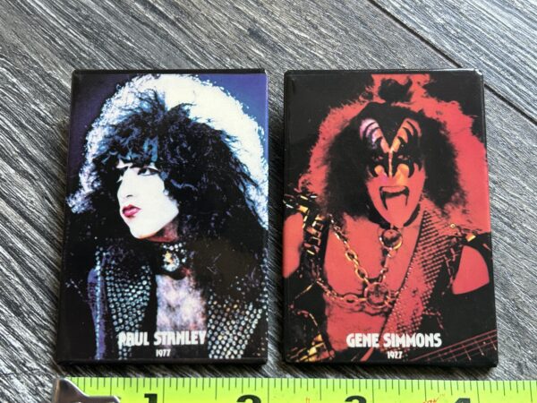 KISS BUTTON Pin Badge Alive 2 Booklet Set 3" Rectangle Silver Backs Vintage Kiss - Image 2