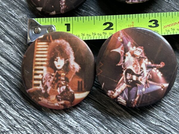 KISS BUTTON Pin Badge Alive 2 Tour Poster 4pc Set 1 3/4" Vintage Kiss Aucoin Era - Image 2