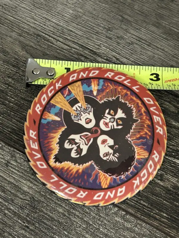 KISS BUTTON Pin Badge Rock And Roll Over Album Cover 3" Vintage Kiss Aucoin Era