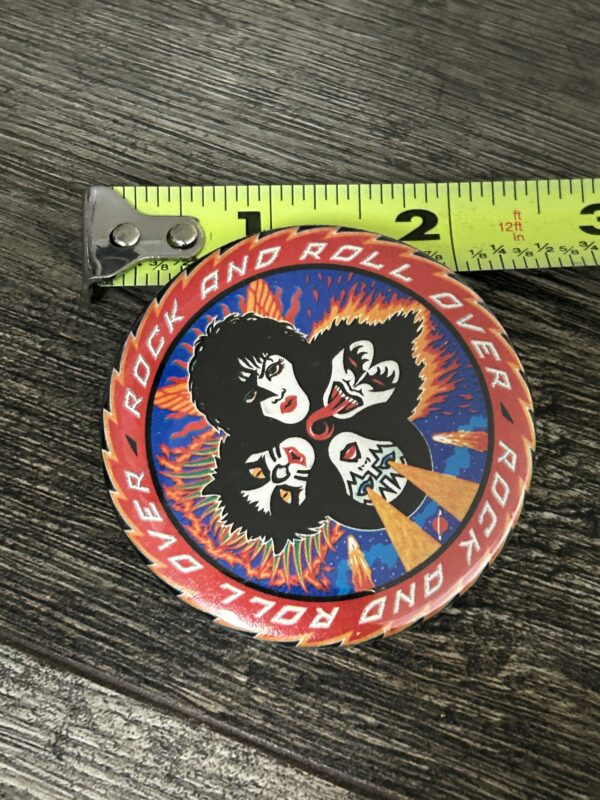 KISS BUTTON Pin Badge Rock And Roll Over Album Cover 2 1/4" Vintage Kiss Aucoin