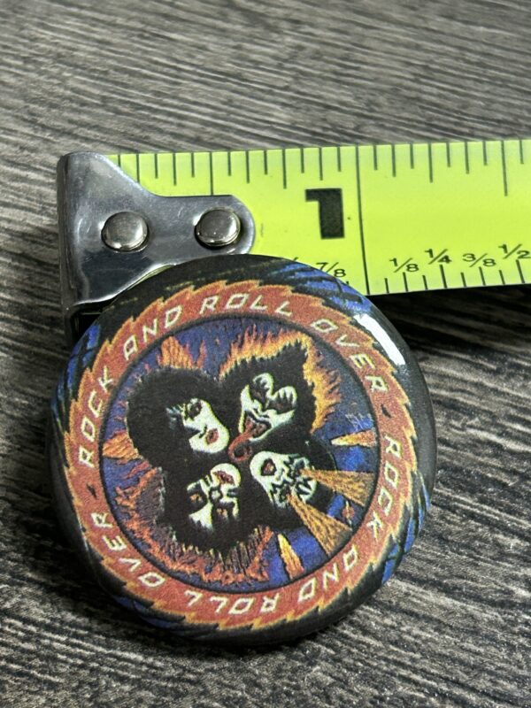 KISS BUTTON Pin Badge Rock And Roll Over Album Cover 1 1/8" Vintage Kiss Aucoin