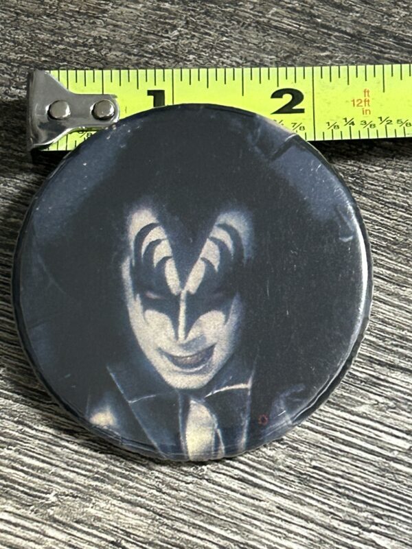 KISS BUTTON Pin Badge Destroyer Gene Simmons Face 2 1/4" Vintage Kiss Aucoin