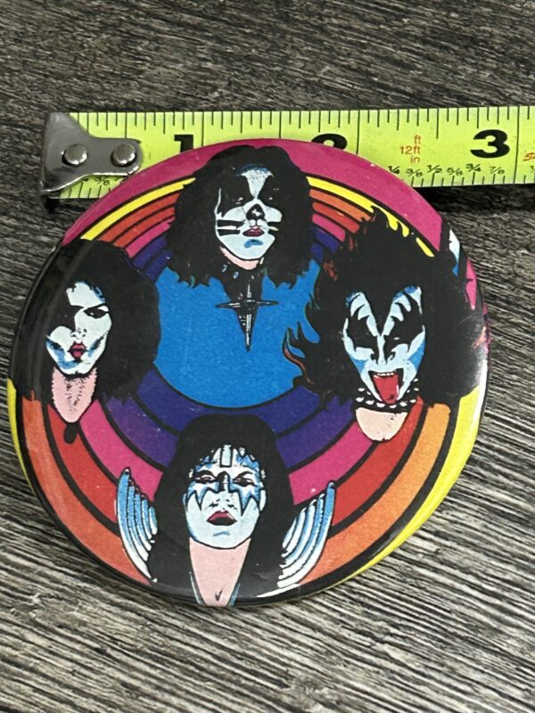 KISS BUTTON Pin Badge Destroyer Blacklight Poster Image 3" Vintage Kiss Aucoin