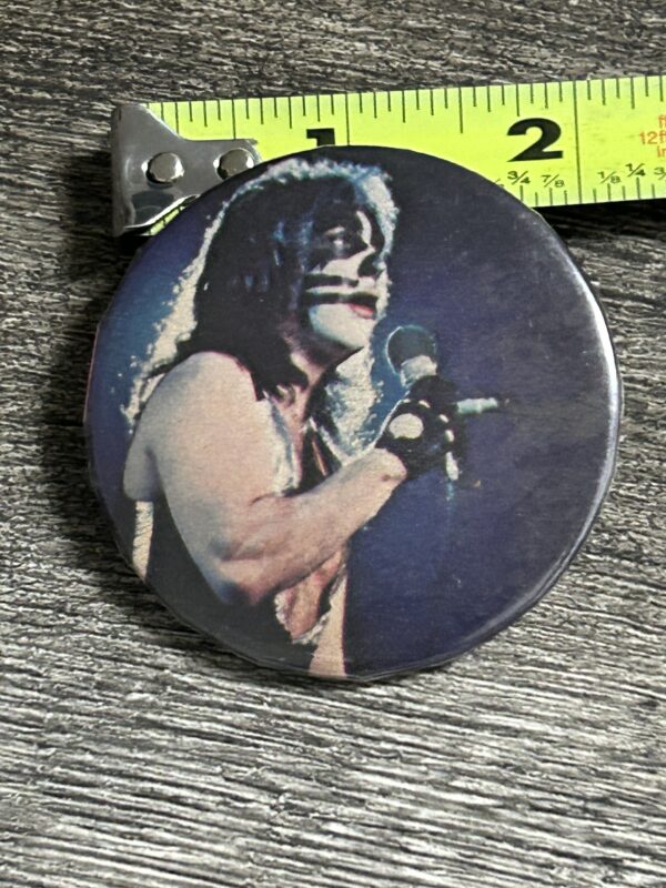 KISS BUTTON Pin Badge Destroyer Tour Peter Criss Beth 2 1/4" Vintage Kiss Aucoin