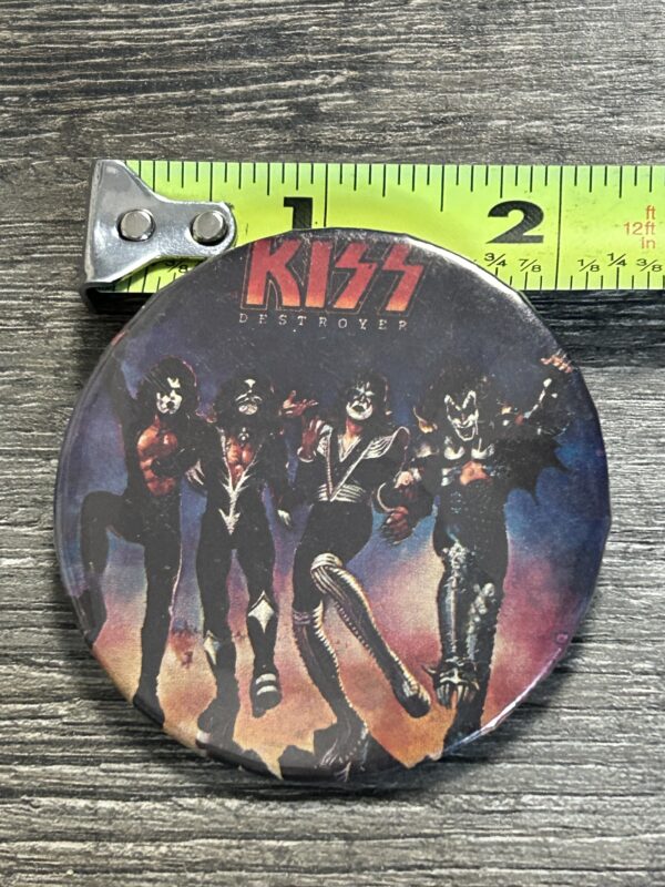 KISS BUTTON Pin Badge Destroyer Album Cover 2 1/4" Vintage Kiss Aucoin Ken Kelly