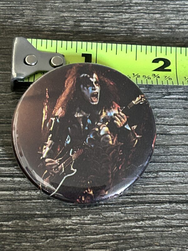 KISS BUTTON Pin Badge Destroyer Tour Gene Simmons 1 3/4" Vintage Kiss Aucoin Era