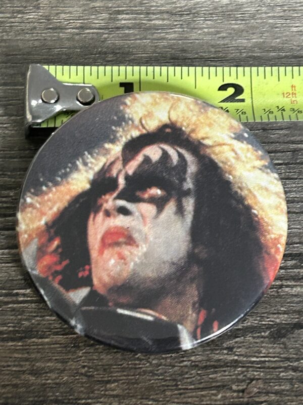 KISS BUTTON Pin Badge Destroyer Tour Gene Simmons 2 1/4" Vintage Kiss Aucoin Era