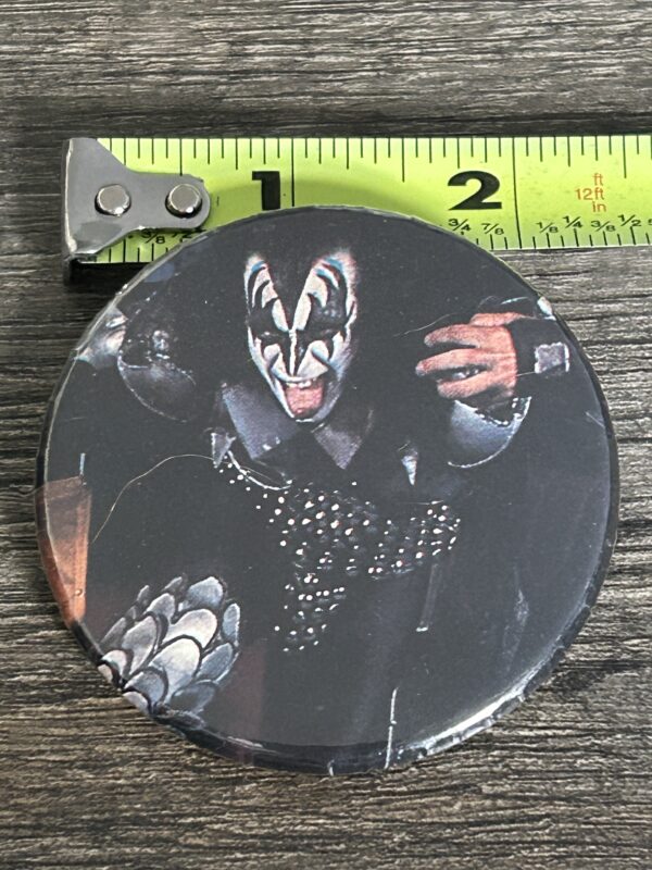 KISS BUTTON Pin Badge Destroyer Gene Simmons Tongue 2.5 Vintage Kiss Aucoin Era