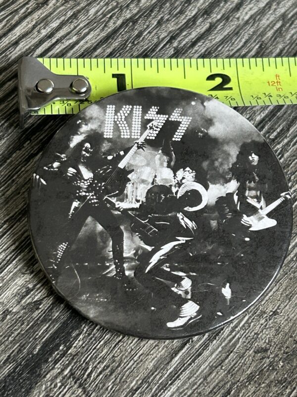 KISS BUTTON Pin Badge Alive Album Cover B&W 2 1/4" Vintage Kiss Aucoin Era