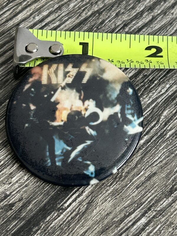 KISS BUTTON Pin Badge Alive Album Cover 1 3/4" Vintage Kiss Aucoin Era