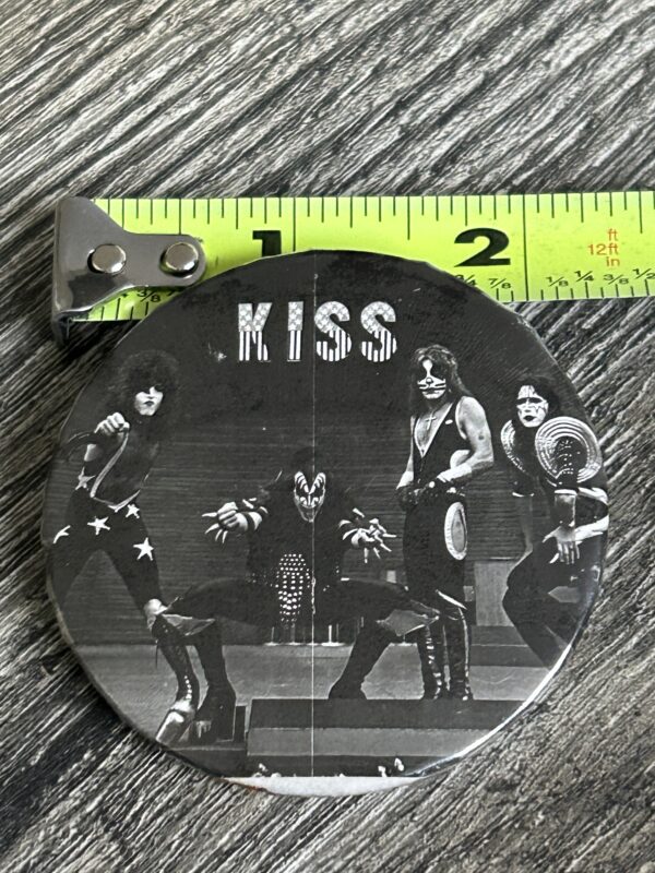 KISS BUTTON Pin Badge Alive Paul Gene Peter Ace B&W 2 1/4" Vintage Kiss Aucoin