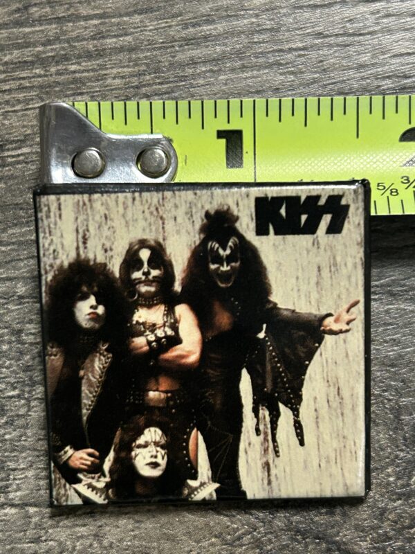 KISS BUTTON Pin Badge Hotter Than Hell Waterfall 1.5 Square Vintage Kiss Aucoin